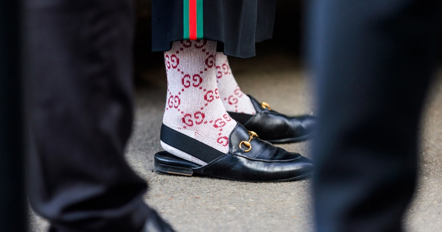 グッチ GUCCI *ファーローファー 37.5/23.5*ブラック黒ライト