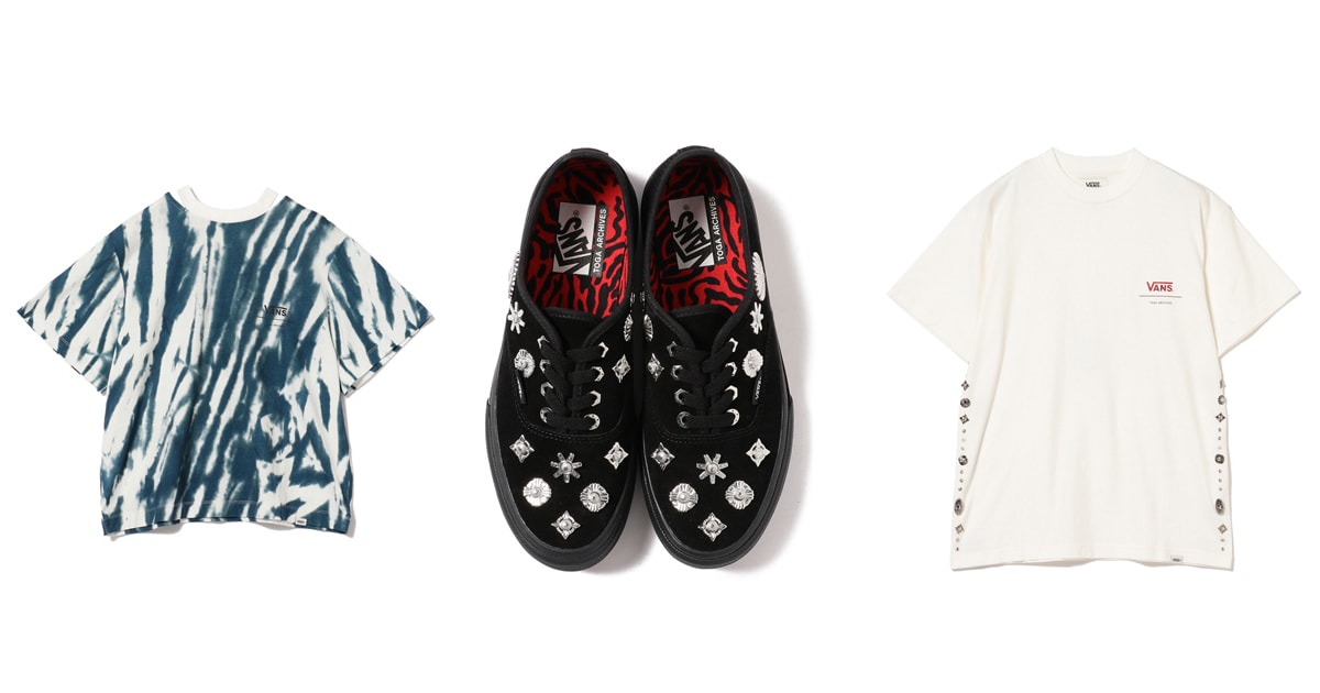 トーガ×VANSが初コラボ、“タイダイ”ロゴのスタッズ付きTシャツ