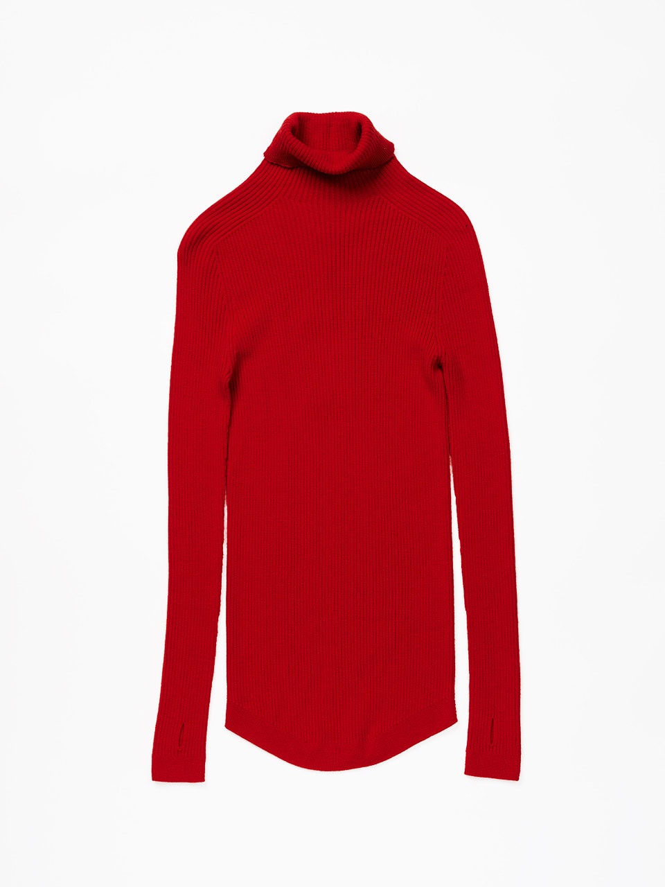 赤タートルネックセーター