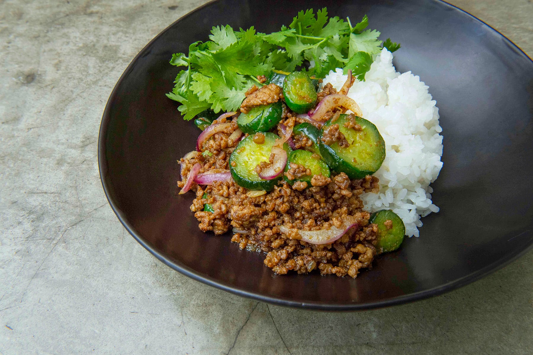 きゅうりと挽肉のキーマカレー