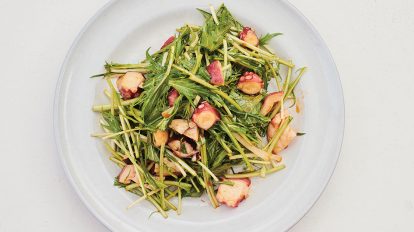 モデル・UTAのおもてなしレシピ「タコと水菜のサラダ」