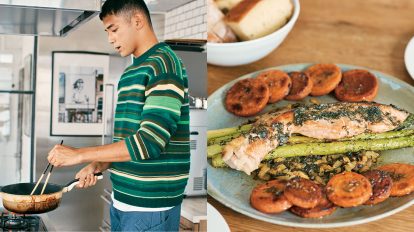モデル・UTA、両親からもらったフライパンで作る「サーモンと野菜の…