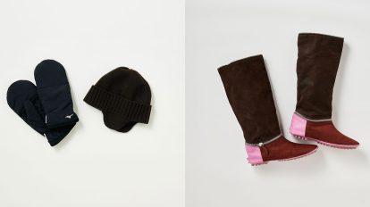 〈ミズノ フォー マーガレット・ハウエル〉のミトン&ニットキャッ…