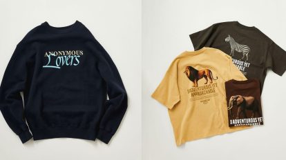 〈JW アンダーソン〉のスウェット、〈ババコ〉のニットスカー…