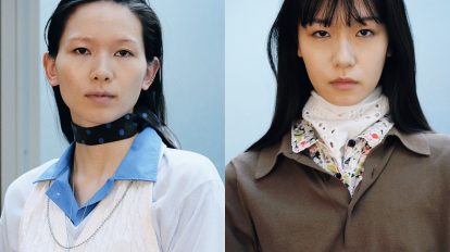Vネックはレイヤードで個性をアピール