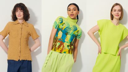 〈me ISSEY MIYAKE〉のトップで自然の美しさを愛でる